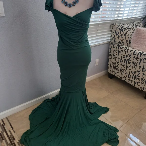 Green teal evening/maternity dress size large - Picture 4 of 9